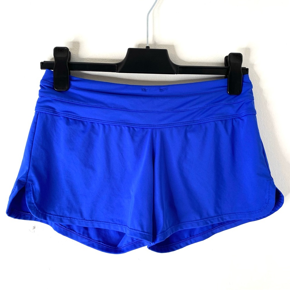 Athleta Ultraviolet Blue Gym Shorts Lined Back Pocket Athletic Running Shorts
